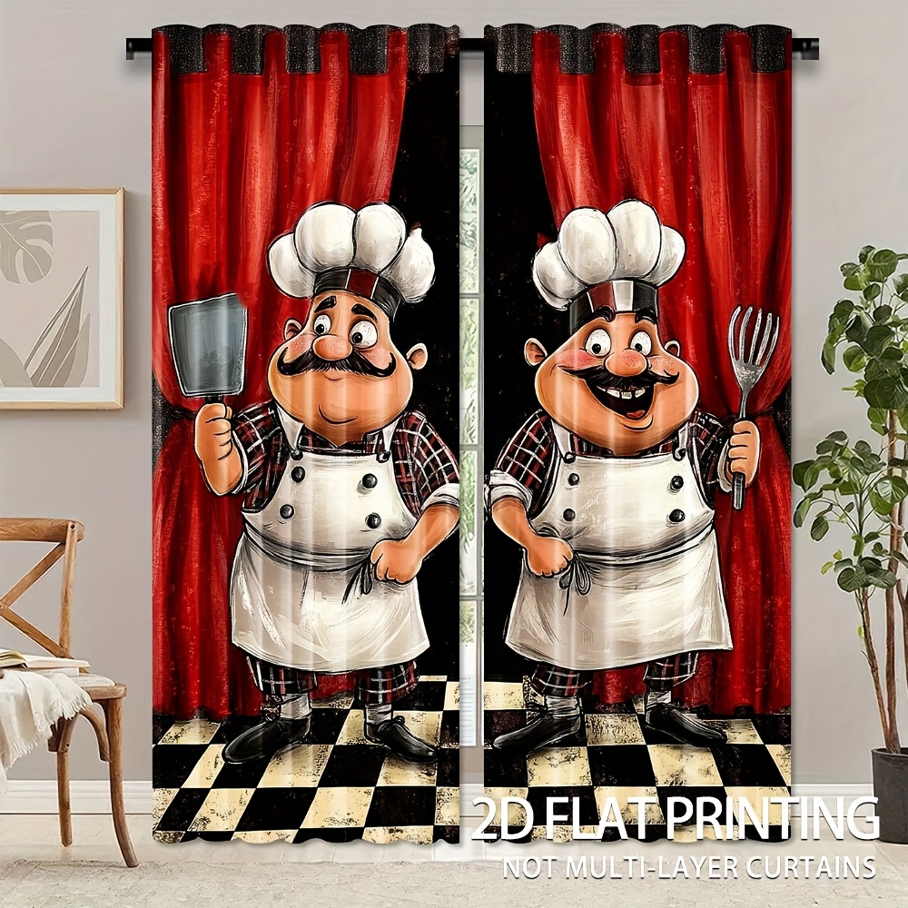 Home Cooking Youtube - قطعتان من ستائر مطبخ الشيف -